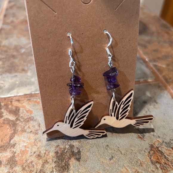 Hummingbird dangle earrings - Picture 6 of 6